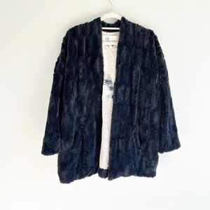 Tiny Editions Anthropologie Black Faux Fur Fleece Lined Coat Extra Large